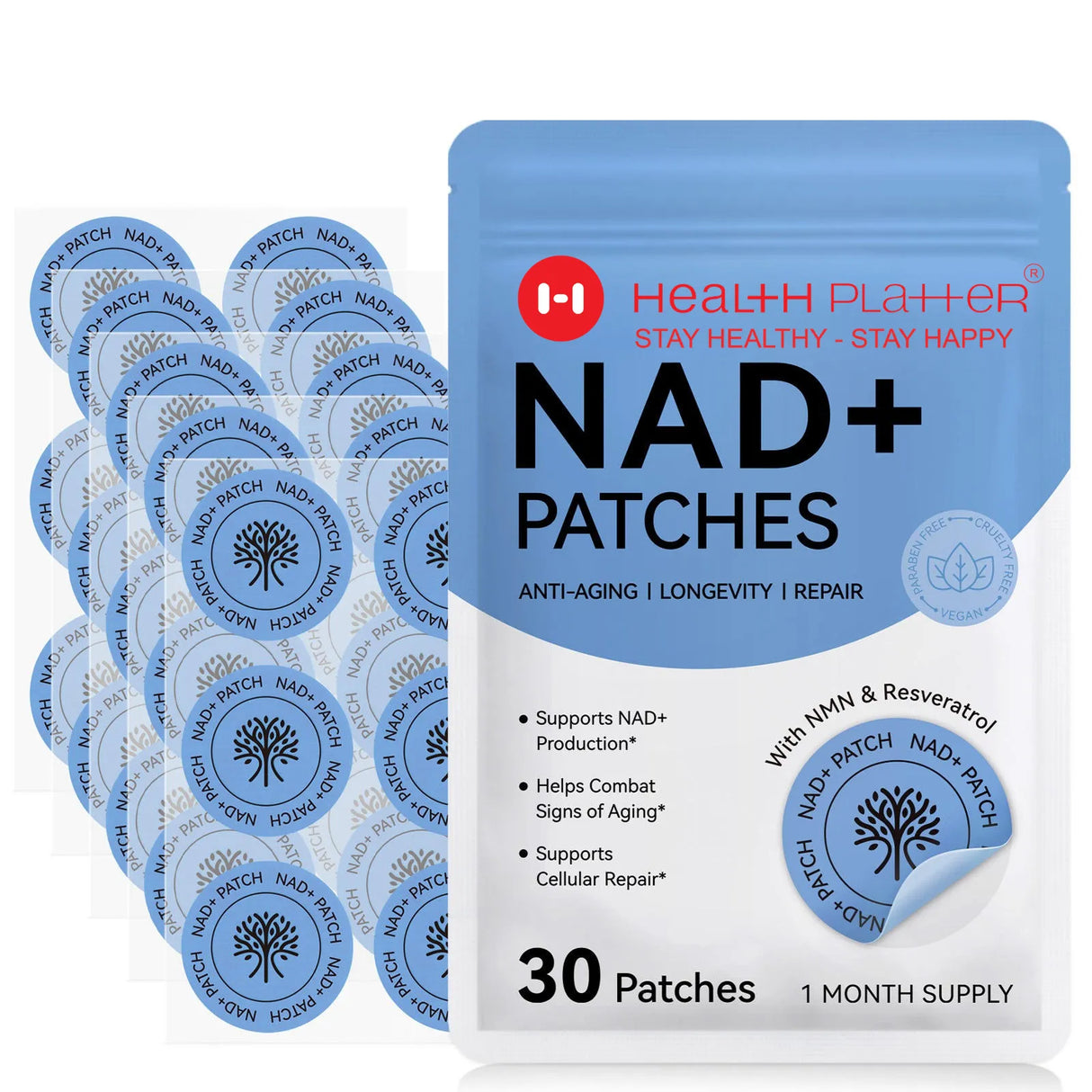 NAD+ Patches – Anti-Aging, Longevity & Repair (30-Day Supply) Health Platter - COMING SOON