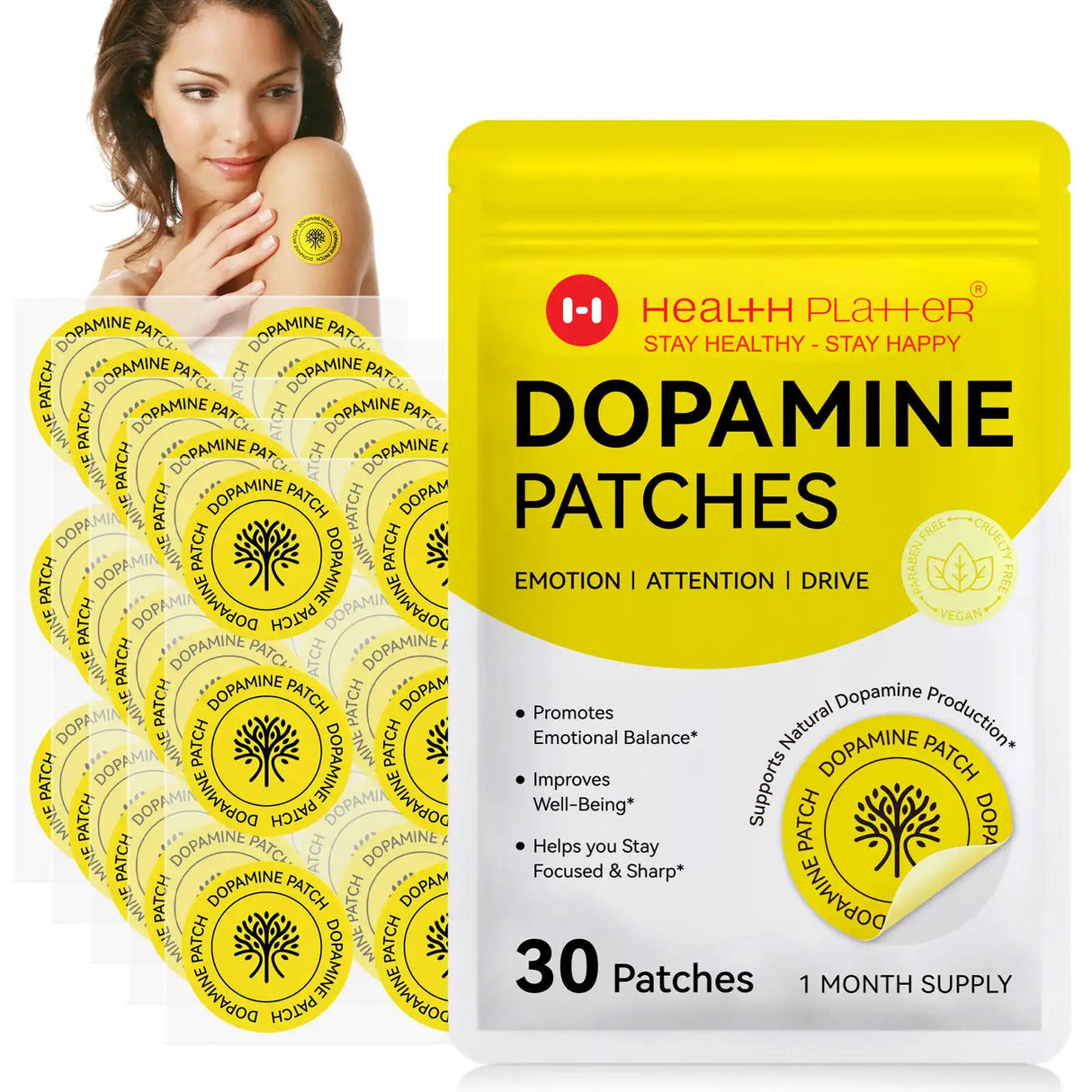 Dopamine Patches – Support for Emotion, Attention & Drive (30-Day Supply) Health Platter  - COMING SOON