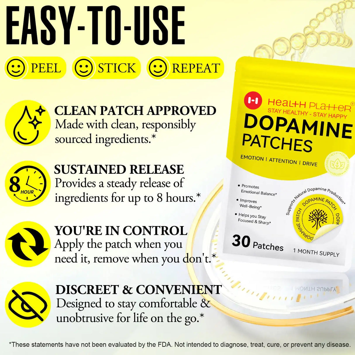 Dopamine Patches – Support for Emotion, Attention & Drive (30-Day Supply) Health Platter  - COMING SOON