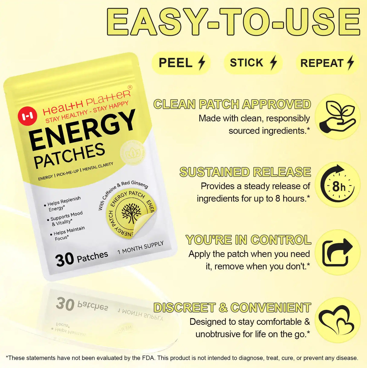 Energy Patches – Steady Energy, Focus & Vitality (30-Day Supply) Health Platter - COMING SOON