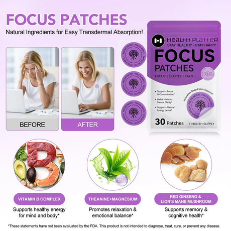 Focus Patches – Support for Deep Focus, Clarity & Calm (30-Day Supply) Health Platter - COMING SOON