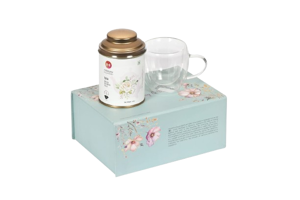Health Platter Harmony tea gift box with red ribbon and wellness teas