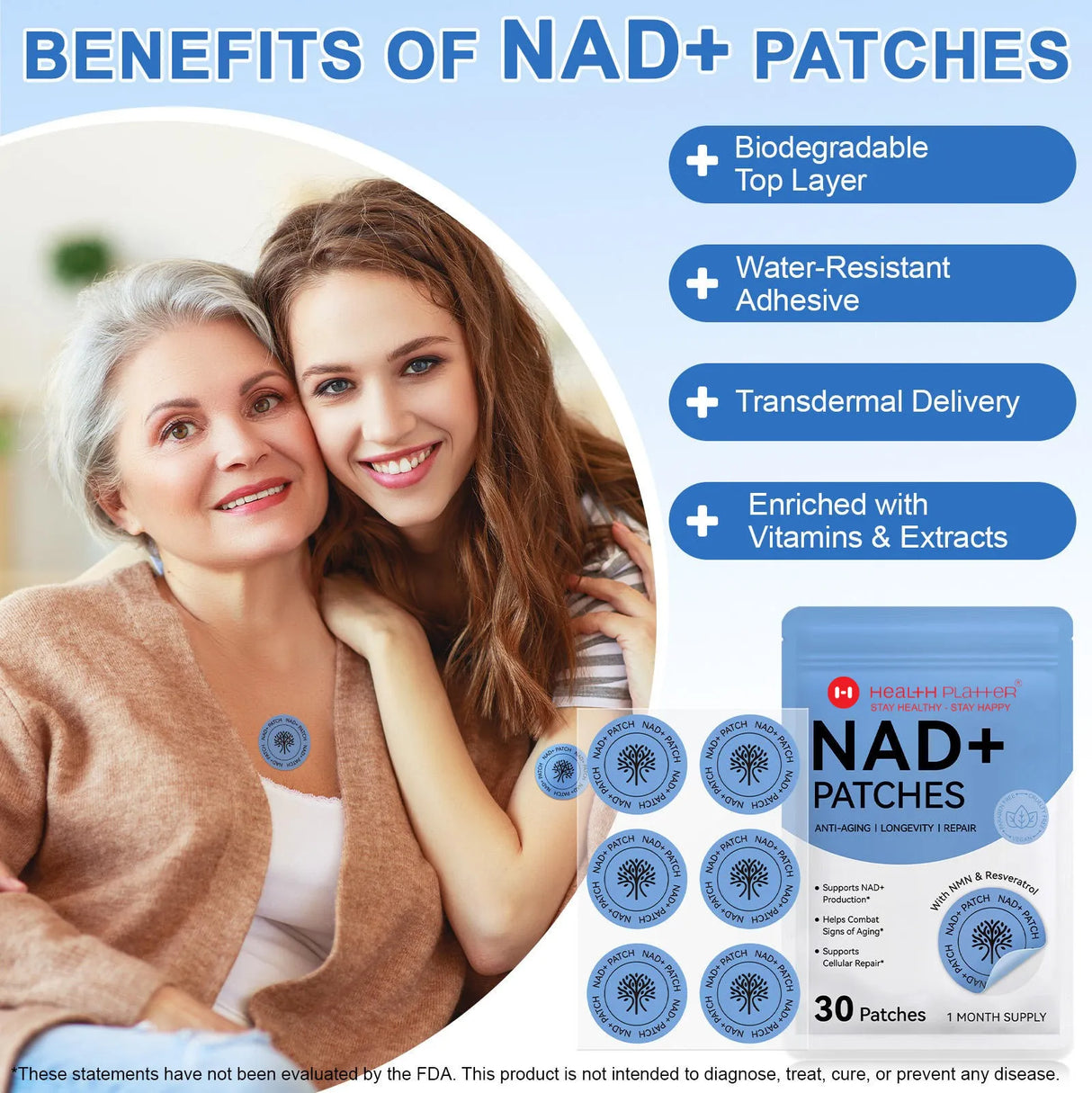NAD+ Patches – Anti-Aging, Longevity & Repair (30-Day Supply) Health Platter - COMING SOON