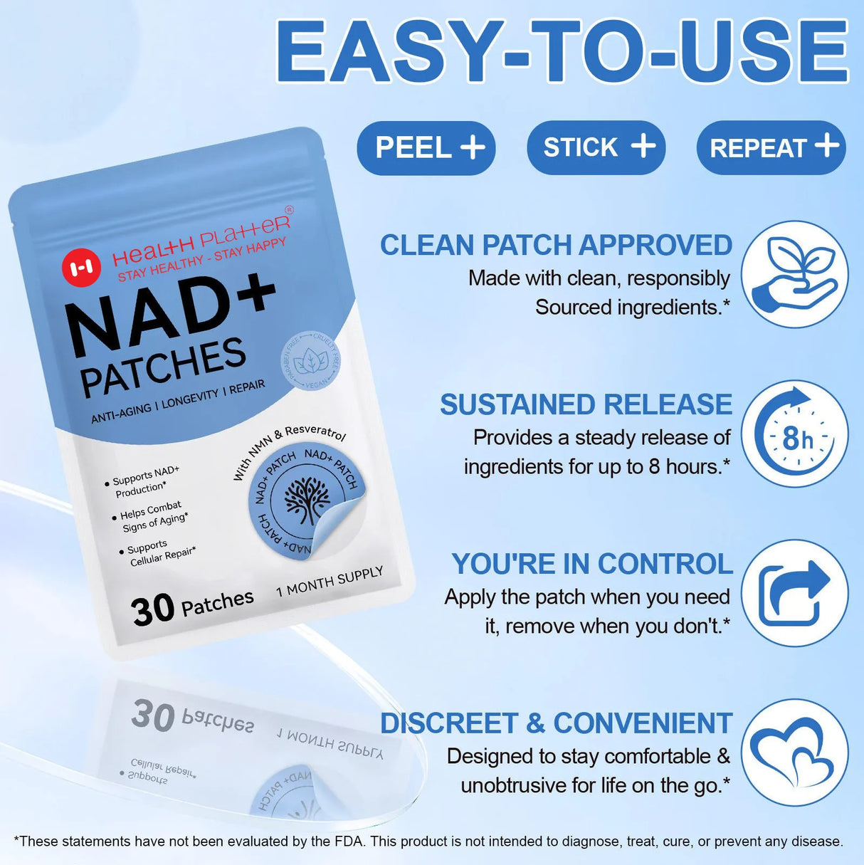 NAD+ Patches – Anti-Aging, Longevity & Repair (30-Day Supply) Health Platter - COMING SOON