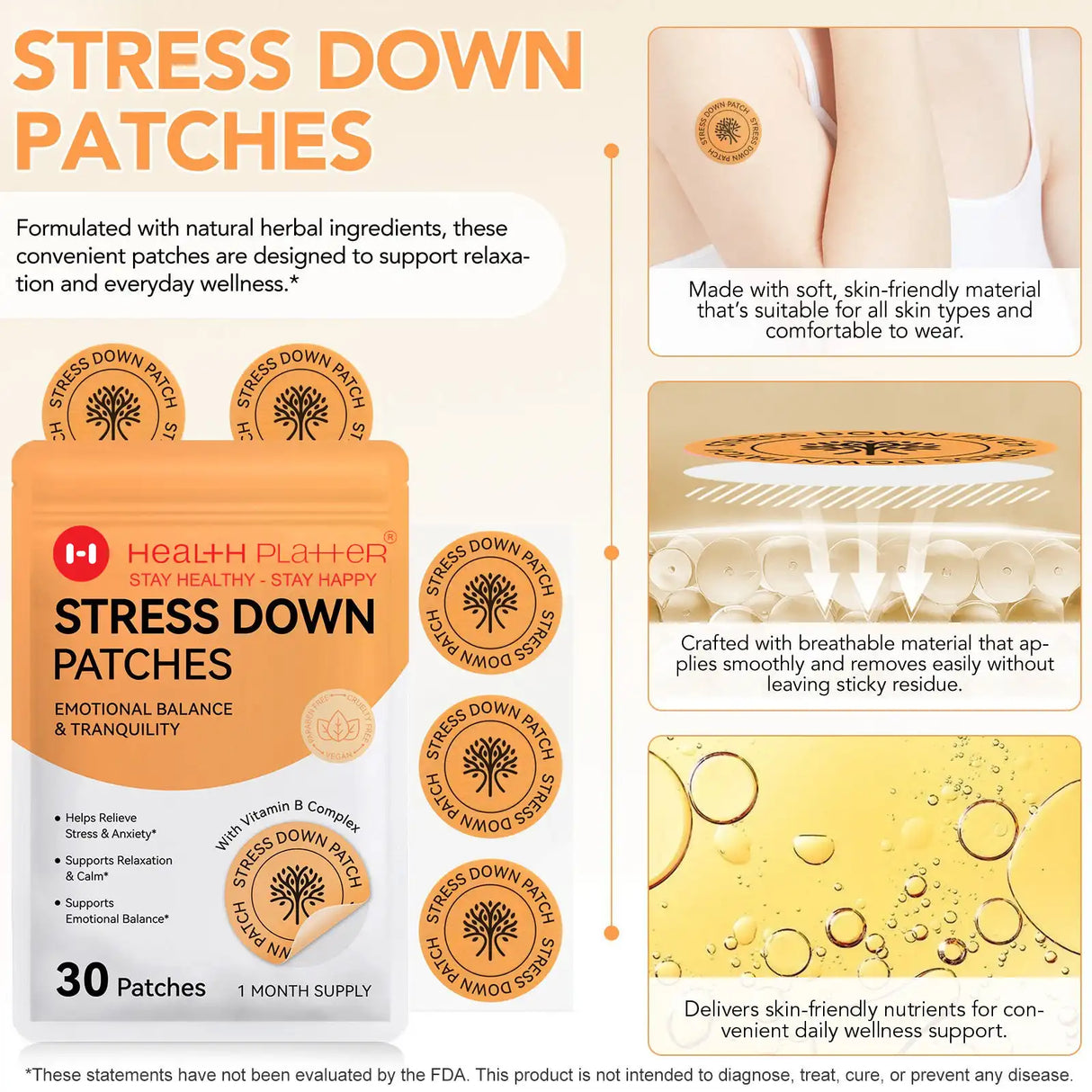 Stress Down Patches – Emotional Balance & Tranquility Health Platter (30-Day Supply) - COMING SOON