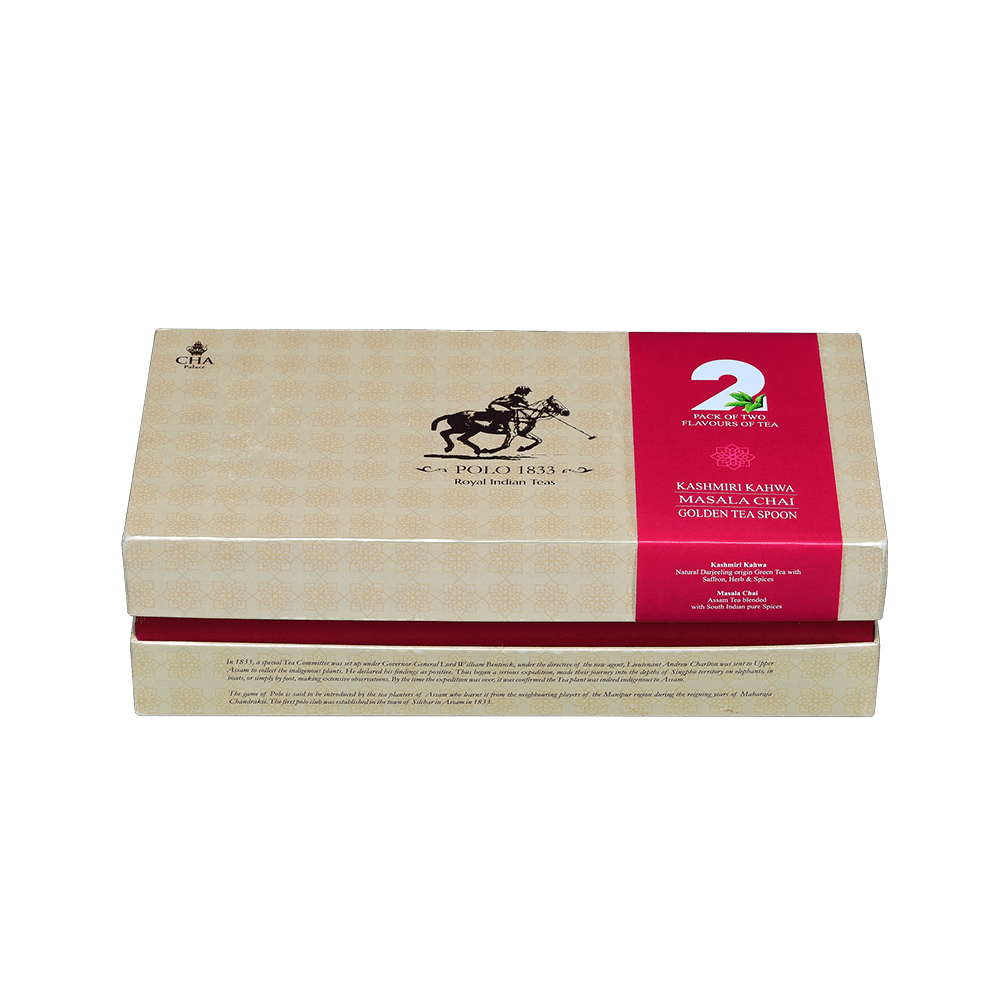 Polo Gift Set of Two Teas (Masala Tea, Kashmiri Kahwa Tea & Golden Spoon)