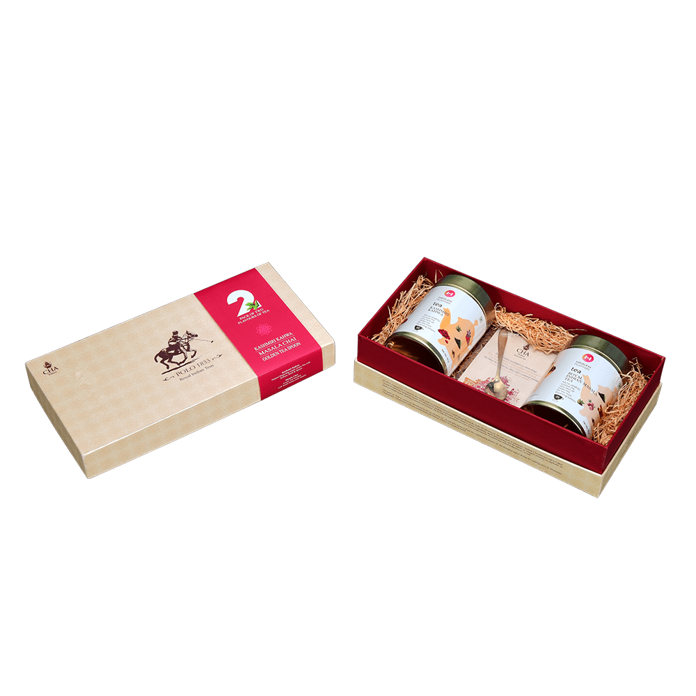 Polo Gift Set of Two Teas (Masala Tea, Kashmiri Kahwa Tea & Golden Spoon)