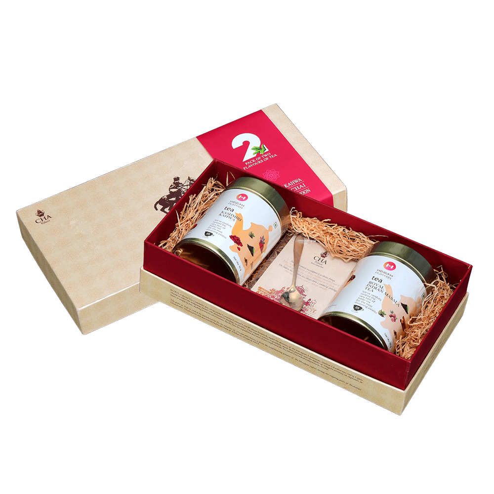 Polo Gift Set of Two Teas (Masala Tea, Kashmiri Kahwa Tea & Golden Spoon)